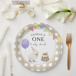 Plato De Papel Pato acuarela cumpleaños 1