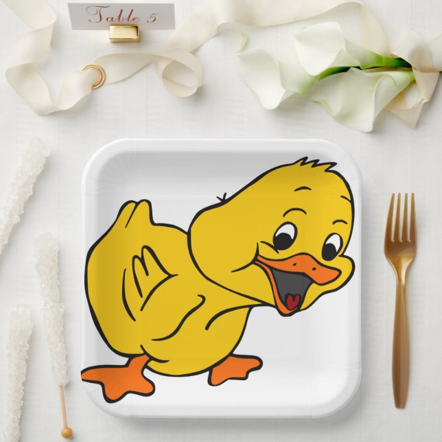 Plato De Papel Pato amarillo (Boda)