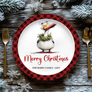 Plato De Papel Pato Caprichoso de Navidad Dibujo Animado Fiesta D