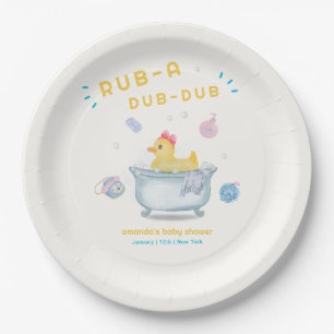 Plato De Papel Pato de goma Frota un Dub Dub en la bañera Baby Sh