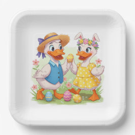 Plato De Papel Pato de Pascua