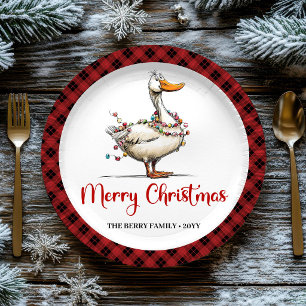 Plato De Papel Pato divertido de Navidad Dibujo animado Fiesta ca