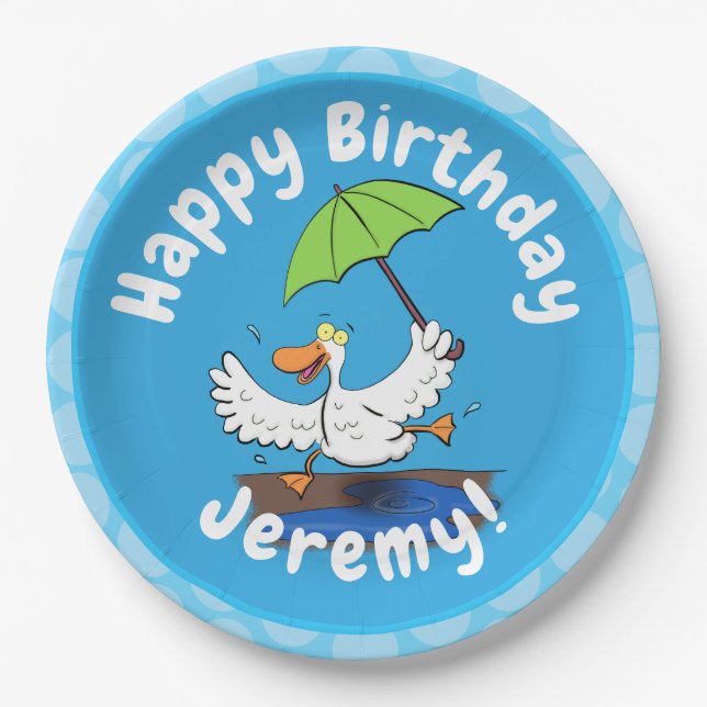 Plato De Papel Pato gracioso con personalizado bailarín de paragu (Anverso)