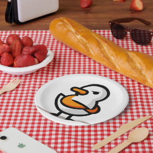 Plato De Papel Pato gruñón Mascota de dibujos animados minimalist