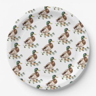 Plato De Papel Pato mallard de acuarela de Moda rusa