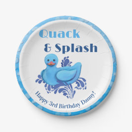 Plato De Papel Pato Quack y Splash cumpleaños 3