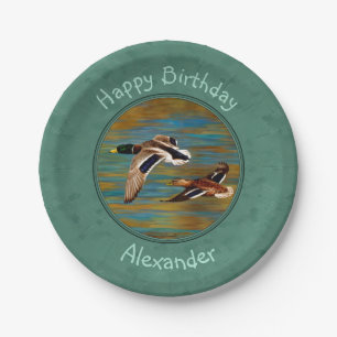 Plato De Papel Patos voladores Mar Mist Green