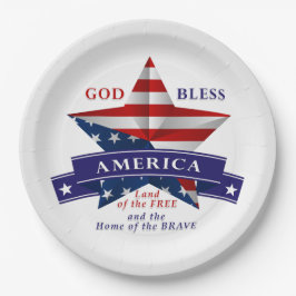 Plato De Papel Patriotic America Star Design (v3)