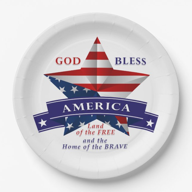 Plato De Papel Patriotic America Star Design (v3) (Anverso)
