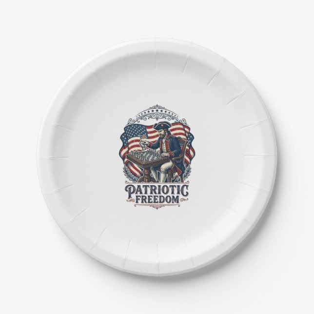 Plato De Papel Patriotic Chess Player Vector Graphic Tee (Anverso)