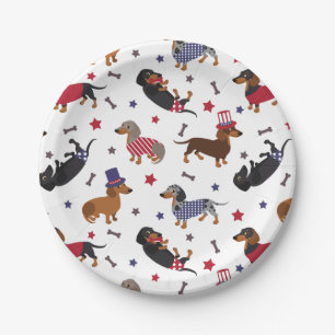 Plato De Papel Patriotic Dachshund