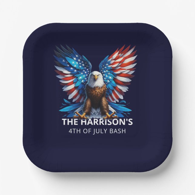 Plato De Papel Patriotic Eagle USA 4 de julio (Anverso)