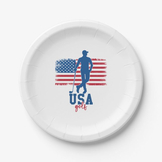 Plato De Papel Patriotic Golf USA (Anverso)