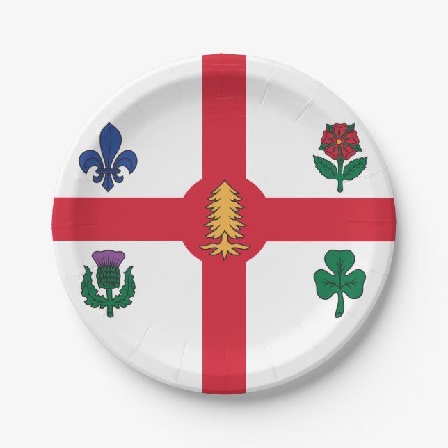 Plato De Papel Patriotic paper plate with flag of Montreal (Anverso)
