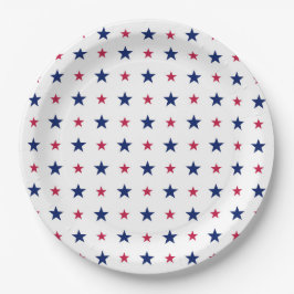 Plato De Papel Patriotic Red White Blue Stars