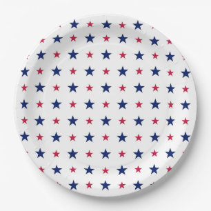 Plato De Papel Patriotic Red White Blue Stars