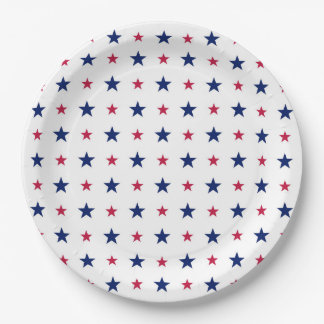 Plato De Papel Patriotic Red White Blue Stars