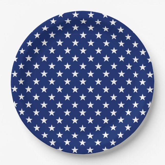 Plato De Papel Patriotic Stars Team USA Olympics Blue White  (Anverso)
