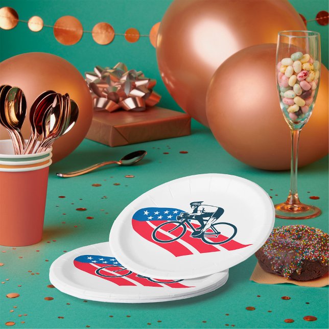 Plato De Papel Patriotic USA Ciclismo Bandera Americana Bike Ride (Subido por el creador)