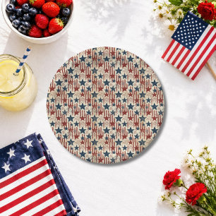 Plato De Papel Patriótico 4 de julio, Estrellas Rayas, Americana