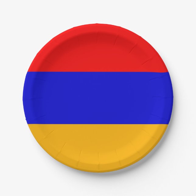 Plato de papel patriótico con bandera de Armenia (Anverso)