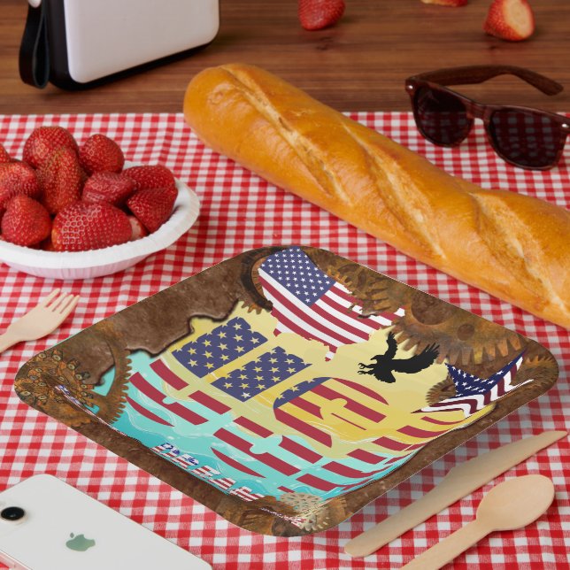 Plato De Papel Patriótico de Estados Unidos (Picnic)