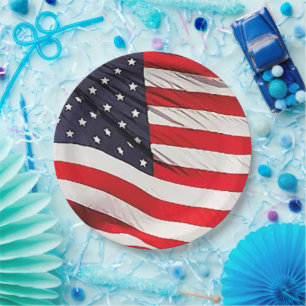 Plato De Papel Patriótico de la Bandera de Estados Unidos