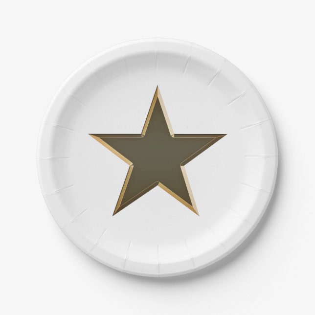 Plato De Papel Patriótico de la estrella blanca del Día de la Ind (Anverso)