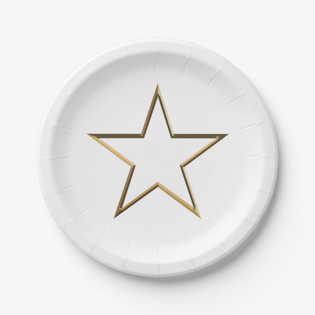 Plato De Papel Patriótico de la estrella blanca del oro del 4 de  (Anverso)