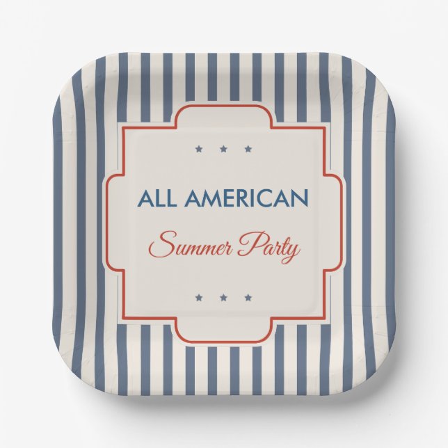 Plato de papel patriótico vintage americano (Anverso)
