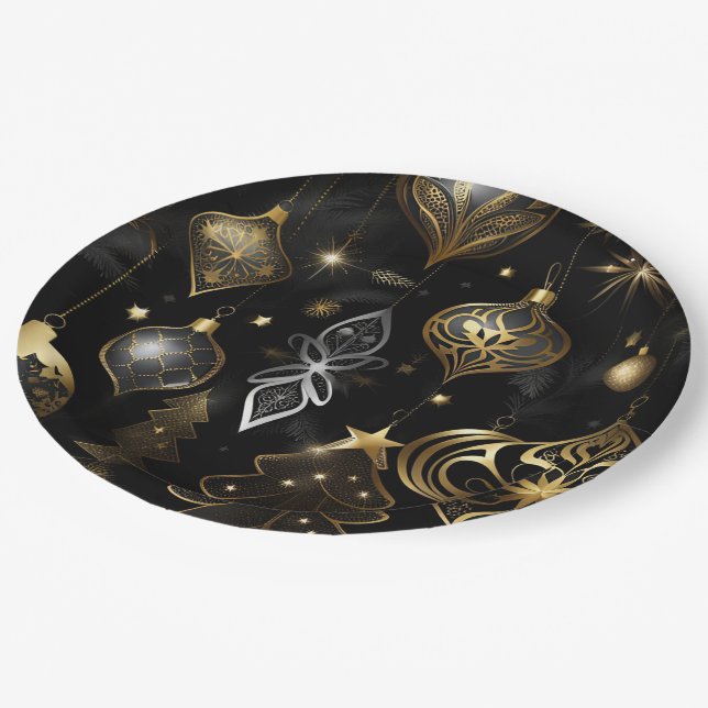 Plato De Papel Patrón 2 De Ornamentos Tradicionales De Plata Y Or (Angular)