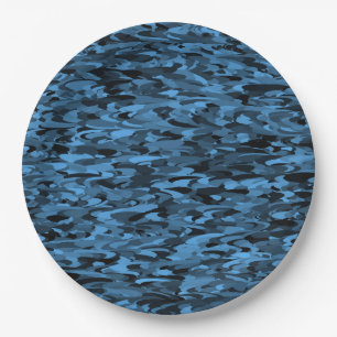 Plato De Papel Patrón abstracto azul negro