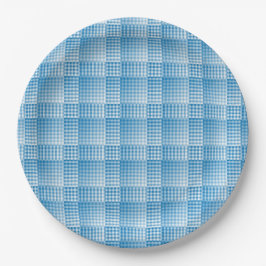 Plato De Papel Patrón abstracto de cuadros azules y blancos