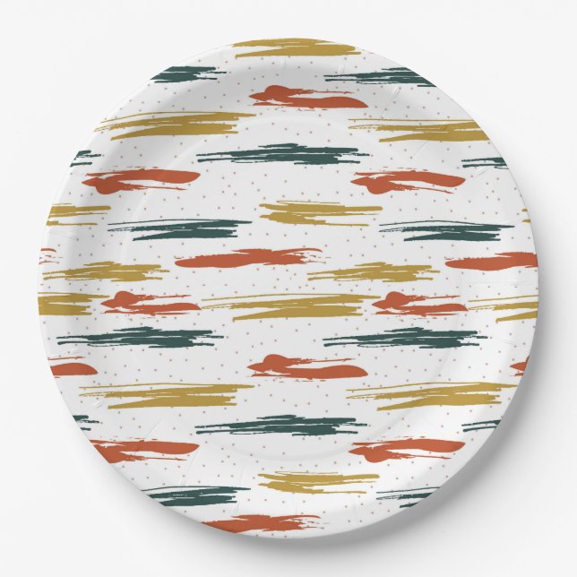 Plato De Papel Patrón abstracto de pintura (Anverso)