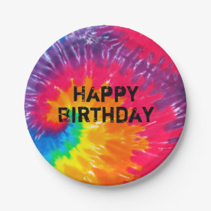 Plato De Papel patrón abstracto de tintes psicodélicos silvestres