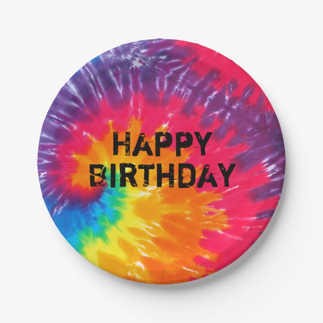 Plato De Papel patrón abstracto de tintes psicodélicos silvestres (Anverso)