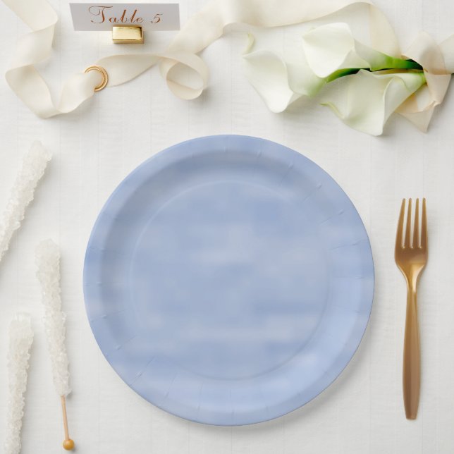 Plato De Papel Patrón abstracto del cielo azul claro minimalista  (Boda)