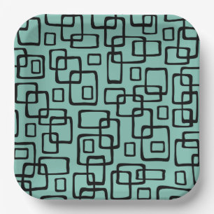 Plato De Papel Patrón abstracto moderno del siglo medio retro