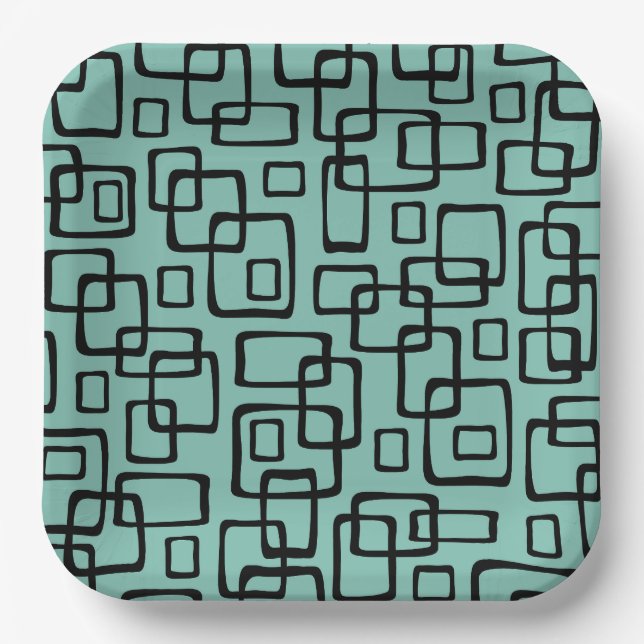 Plato De Papel Patrón abstracto moderno del siglo medio retro (Anverso)