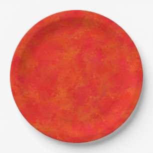 Plato De Papel Patrón abstracto naranja rojo