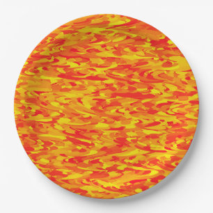 Plato De Papel Patrón abstracto Naranja rojo amarillo