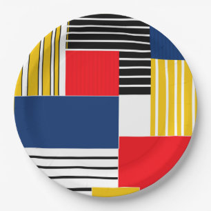 Plato De Papel Patrón abstracto. Trabajo en mosaico.