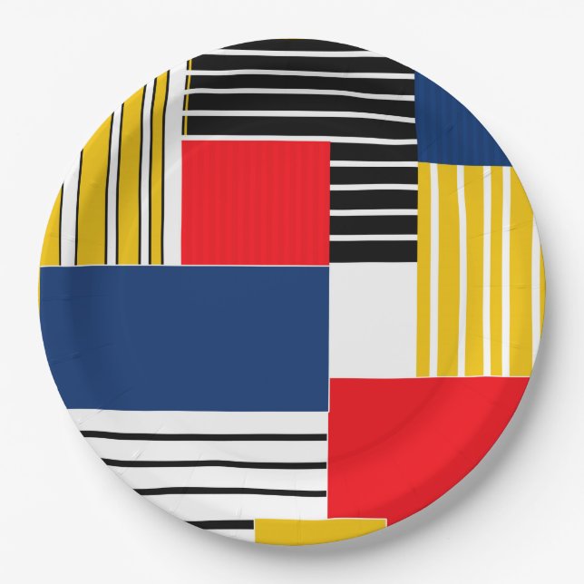 Plato De Papel Patrón abstracto. Trabajo en mosaico. (Anverso)