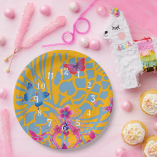 Plato De Papel Patrón adorable de mariposas florales femeninas