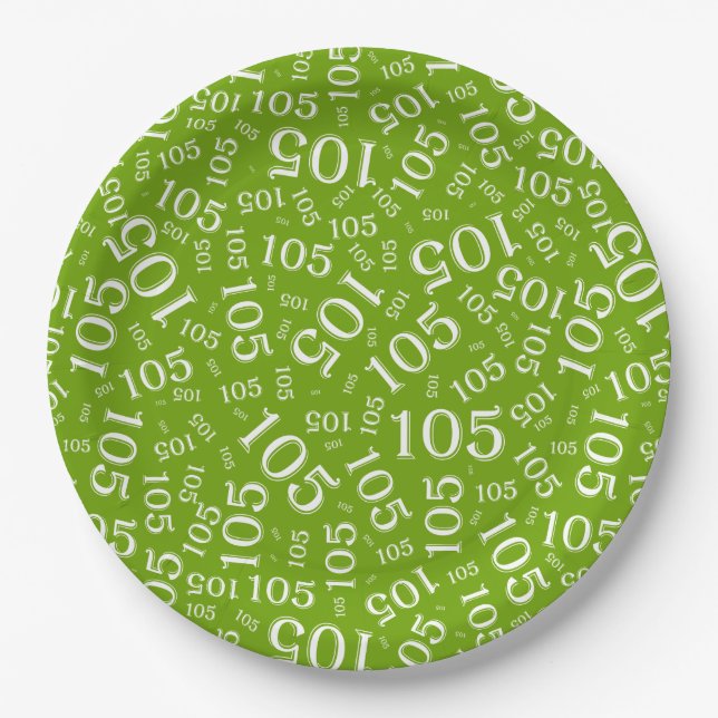 Plato De Papel Patrón aleatorio blanco/verde de la Fiesta de Cump (Anverso)