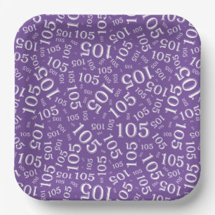 Plato De Papel Patrón aleatorio morado/blanco de la fiesta de cum
