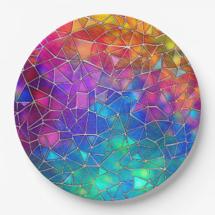 Plato De Papel Patrón arcoiris de vidrio templado