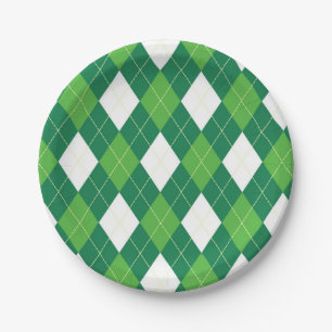 Plato De Papel Patrón argílico, verde y blanco