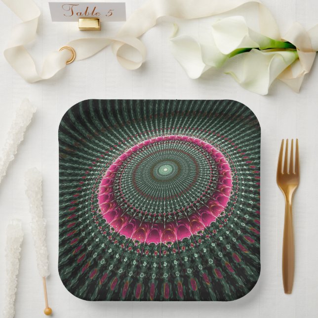 Plato De Papel Patrón artístico (Boda)