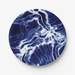 Plato De Papel Patrón azul arremolinado 